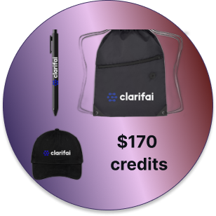 $170 credits + swag pack<br>from Clarifiai